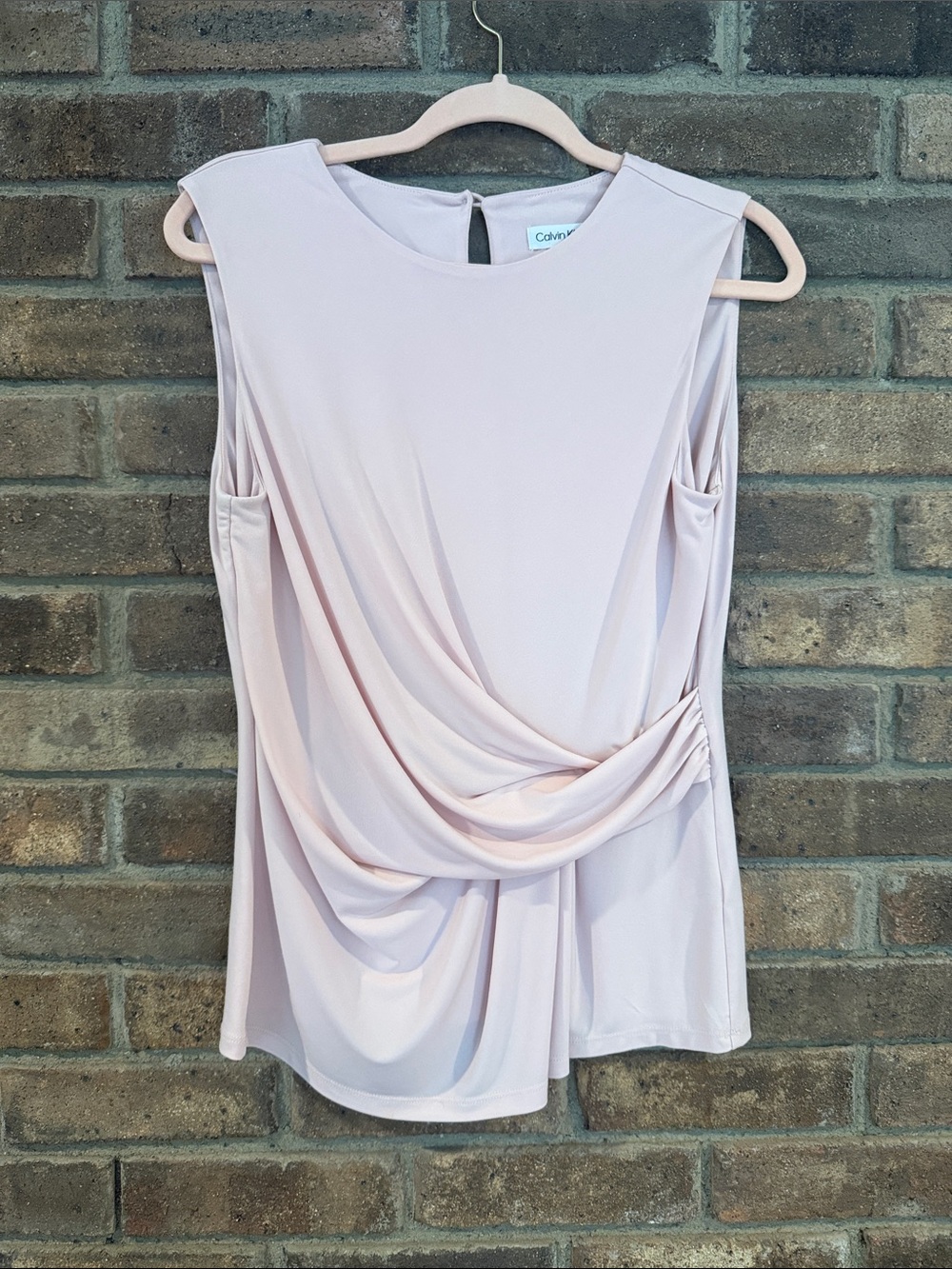 Calvin Klein Pale Blush Draped Sleeveless Top